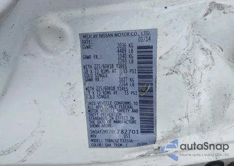 2014 Nissan Rogue Sl from USA, damaged, VIN 5N1AT2MT7EC782701